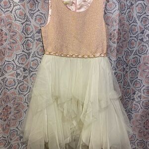 Pink Sparkle Bodice Ivory Tulle Party Dress